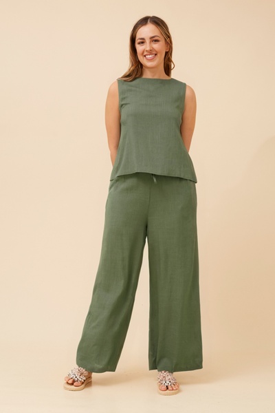 MARIBEL SLEEVELESS LINEN BLEND TOP