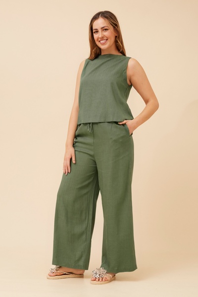 MARIBEL SLEEVELESS LINEN BLEND TOP