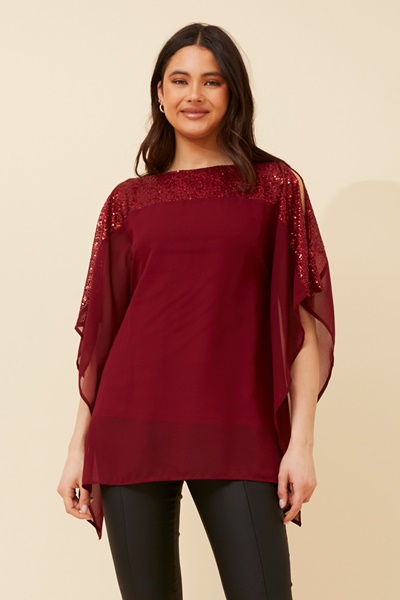 MARILYN SEQUIN COLD SHOULDER TOP