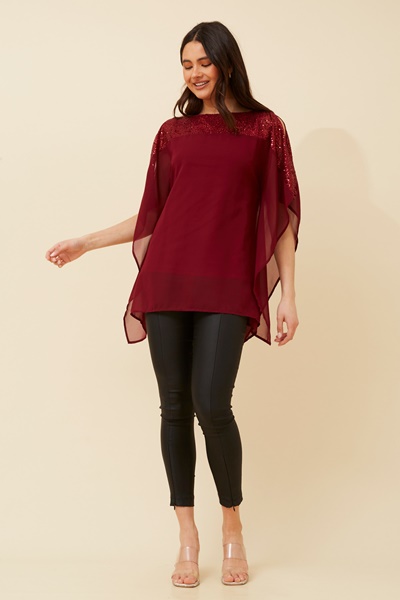 MARILYN SEQUIN COLD SHOULDER TOP