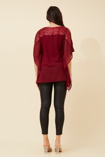 MARILYN SEQUIN COLD SHOULDER TOP