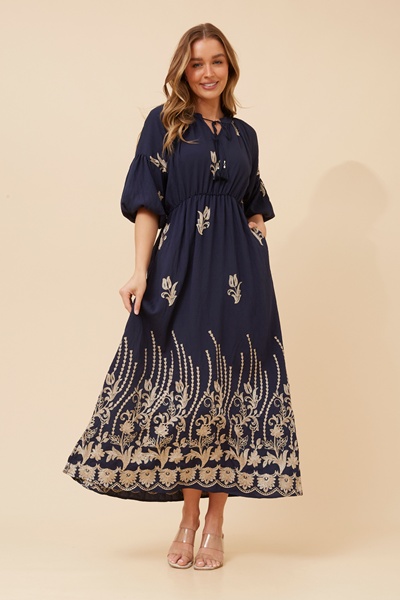 MARINELLA EMBROIDERED MAXI DRESS
