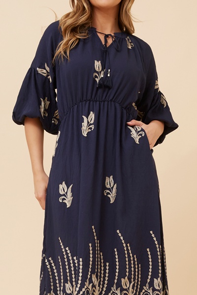 MARINELLA EMBROIDERED MAXI DRESS