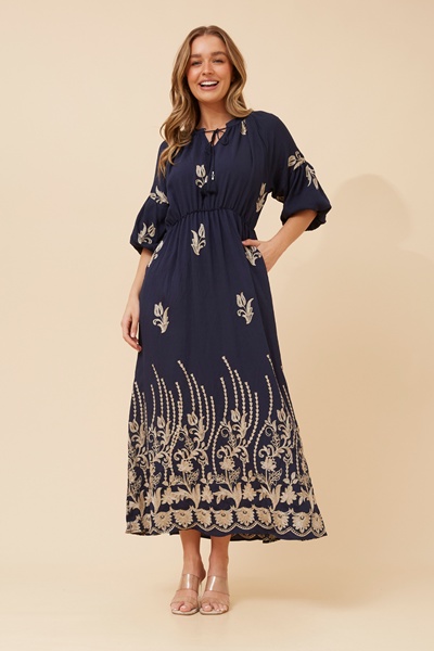 MARINELLA EMBROIDERED MAXI DRESS