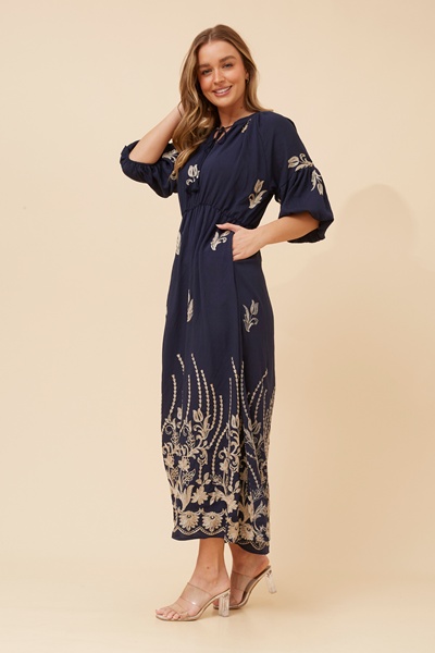 MARINELLA EMBROIDERED MAXI DRESS