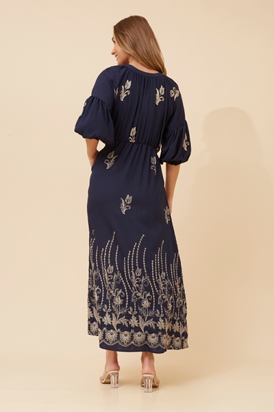 MARINELLA EMBROIDERED MAXI DRESS