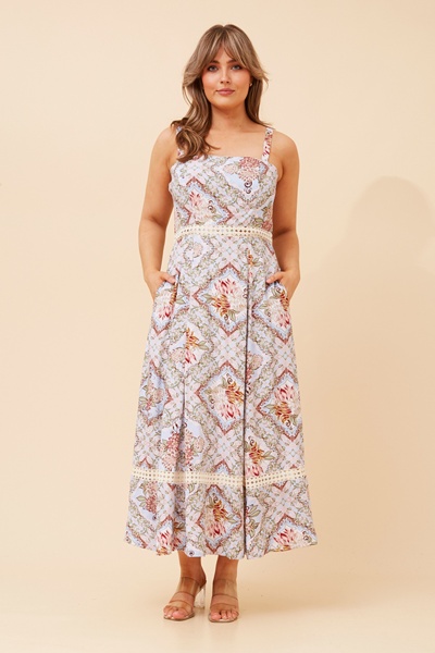 MARIS FLORAL LINEN BLEN DRESS