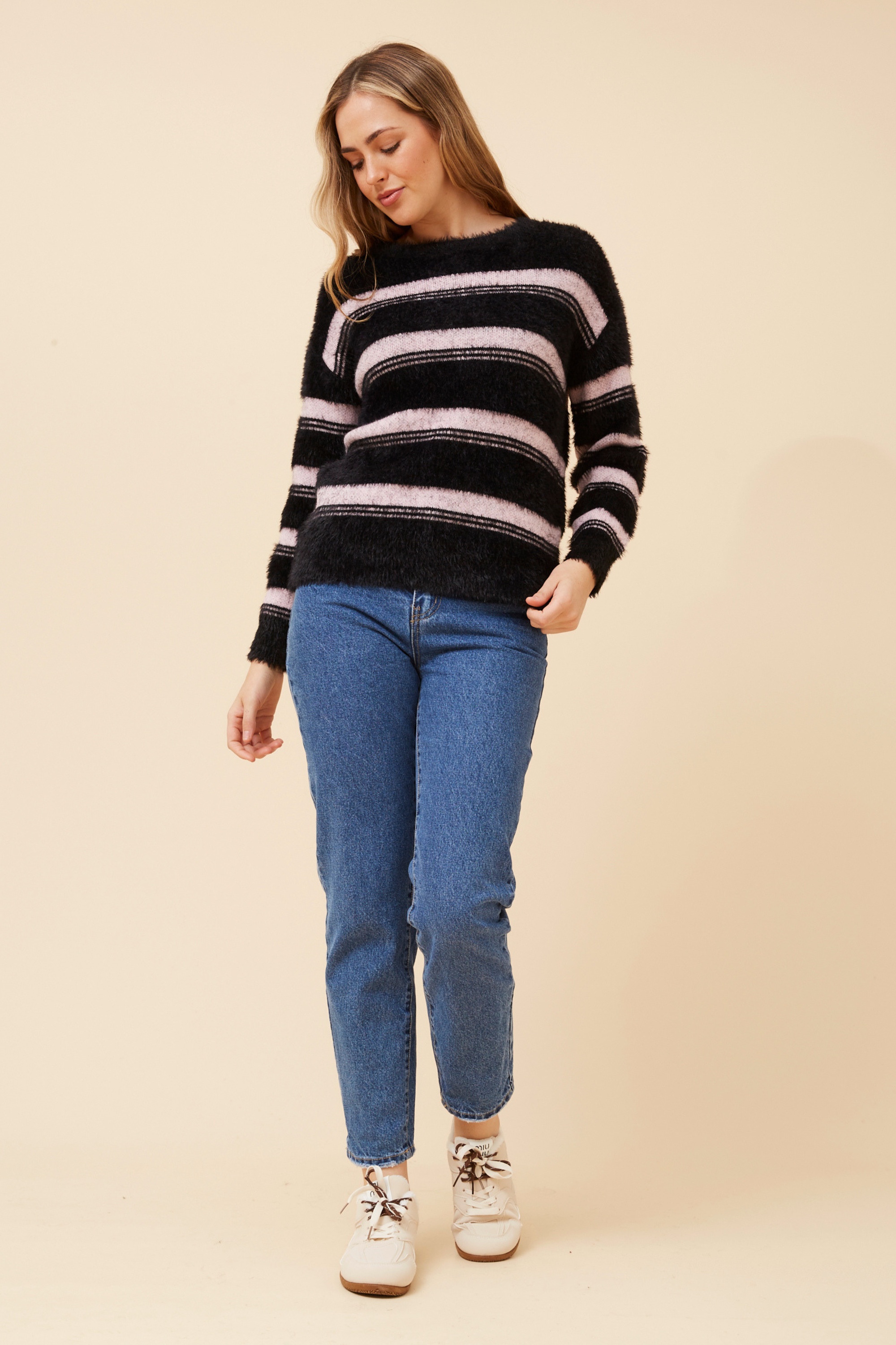 MARITZA EYELASH YARN KNIT PULLOVER