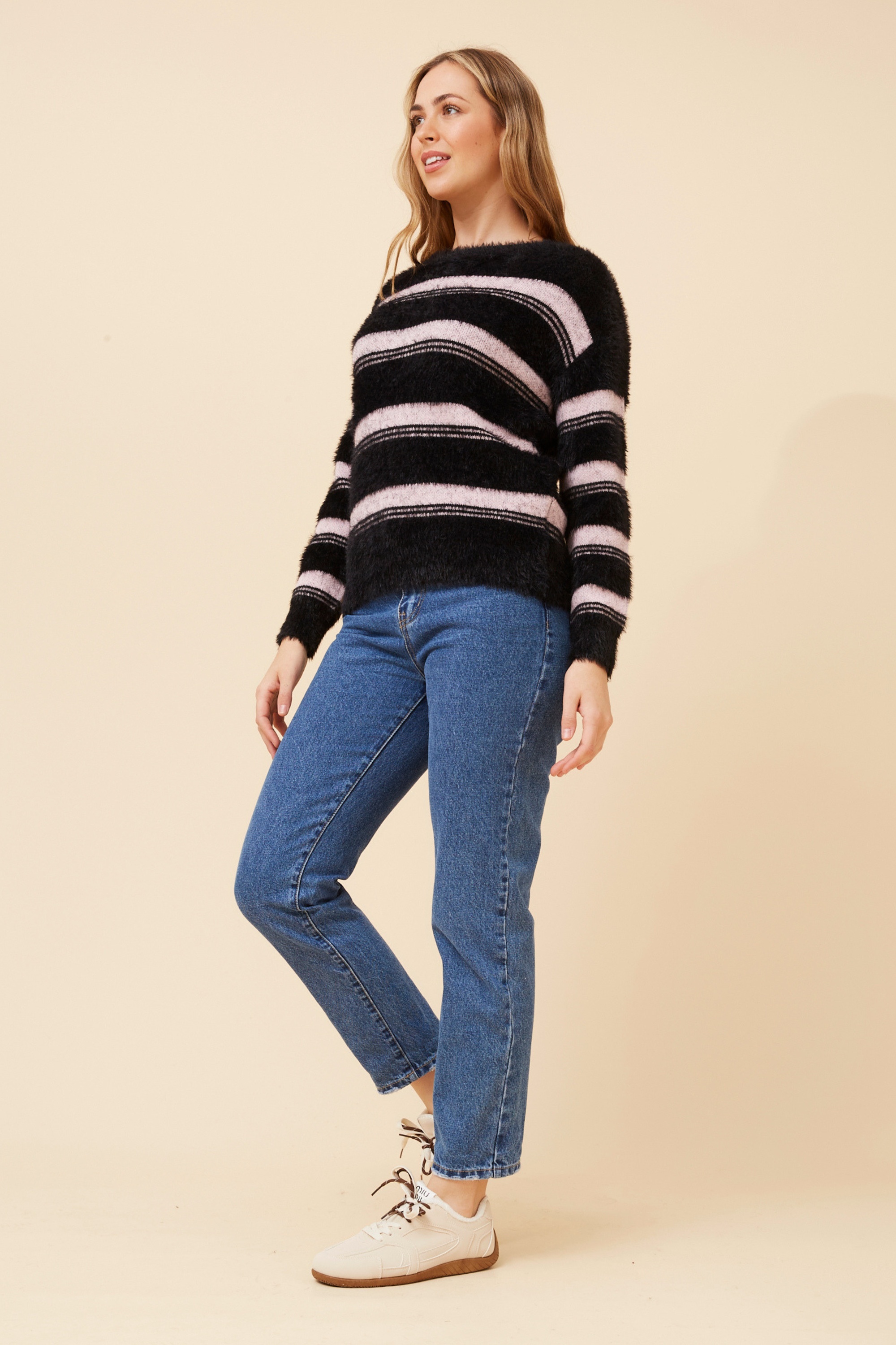 MARITZA EYELASH YARN KNIT PULLOVER