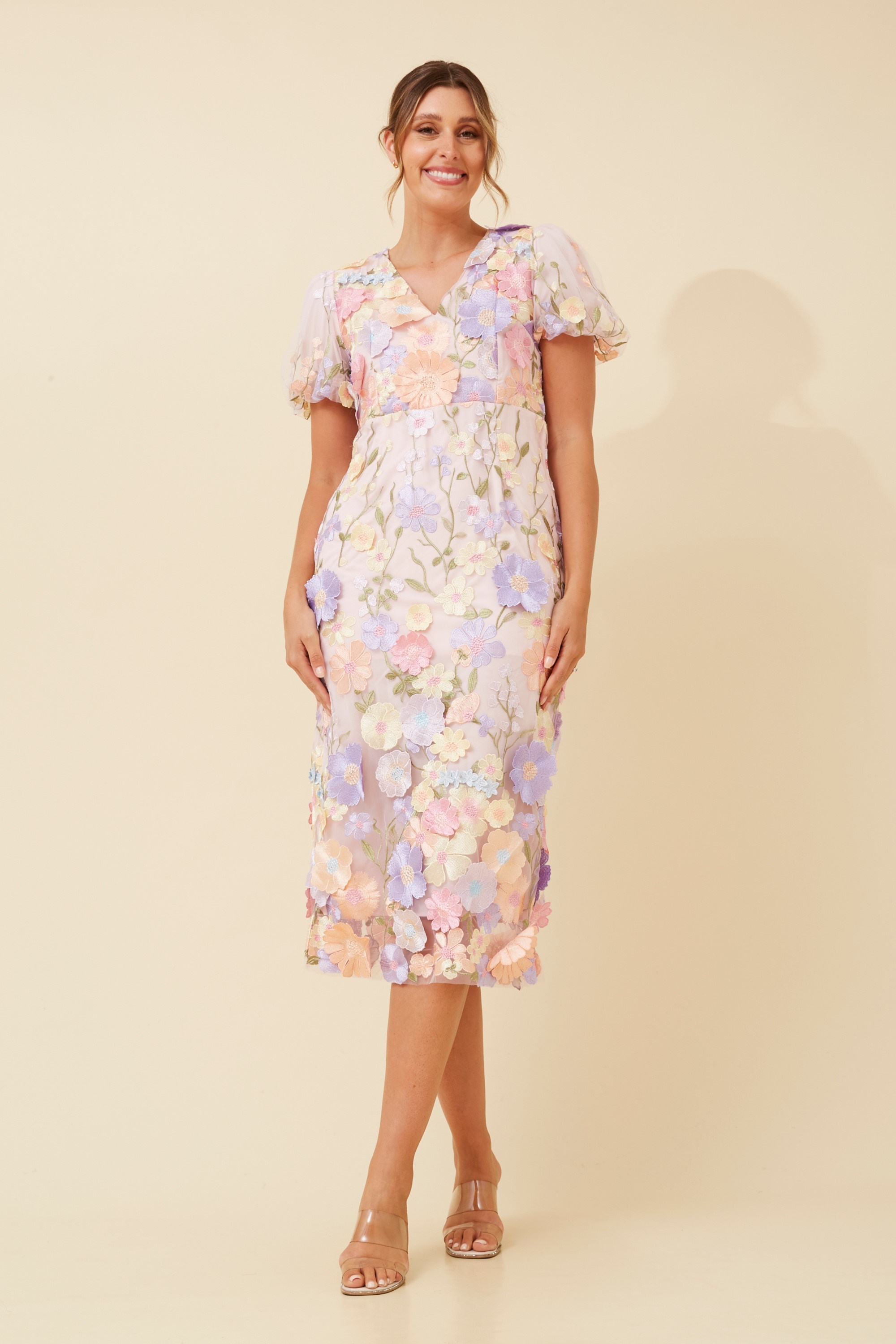 MARLEE FLORAL EMBROIDED DRESS