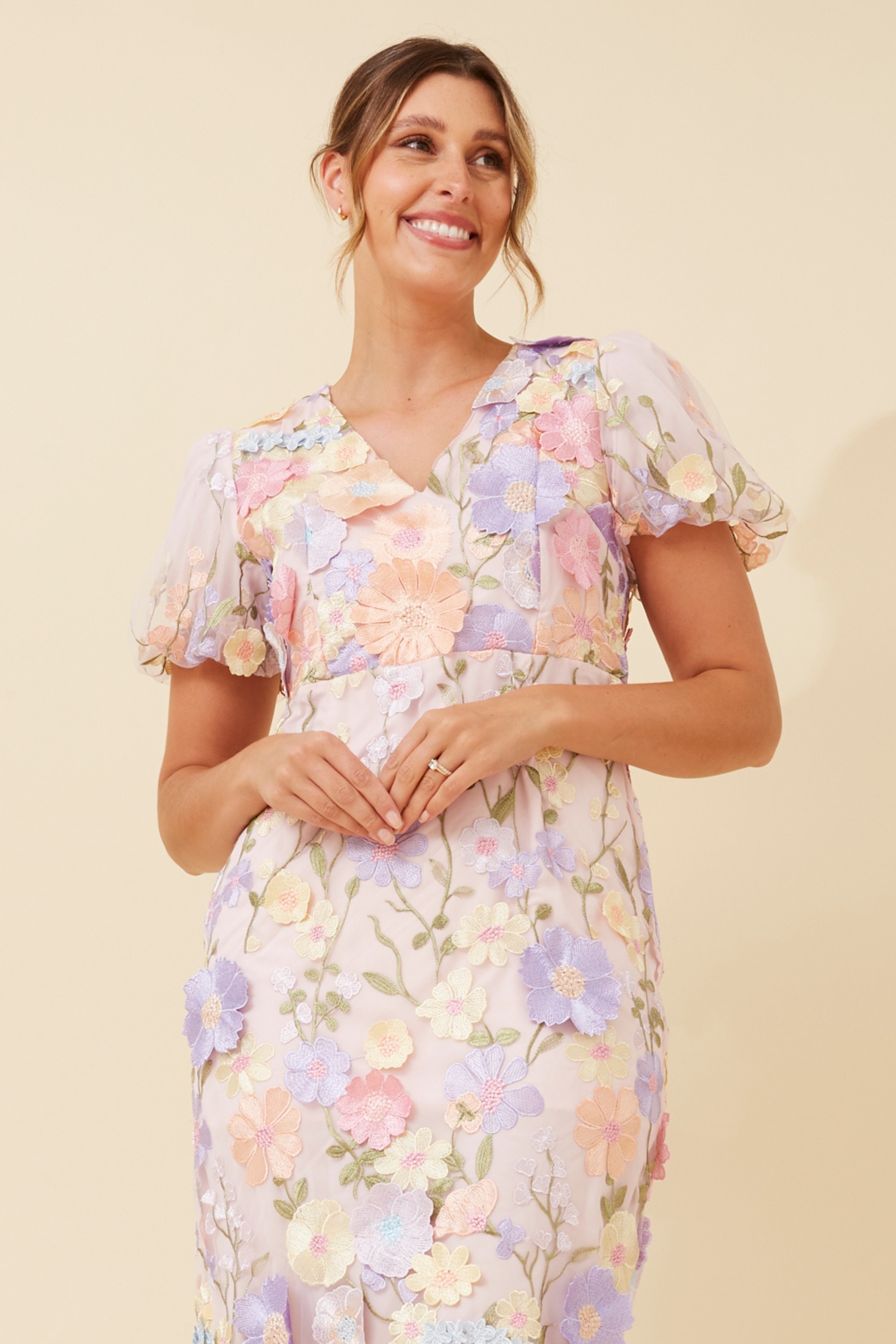 MARLEE FLORAL EMBROIDED DRESS