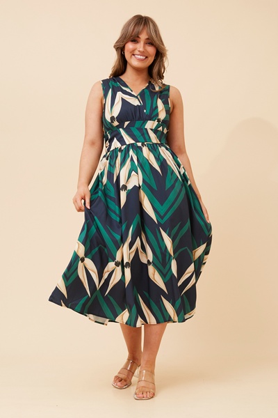 MARLEIGH ABSTRACT PRINT MIDI DRESS
