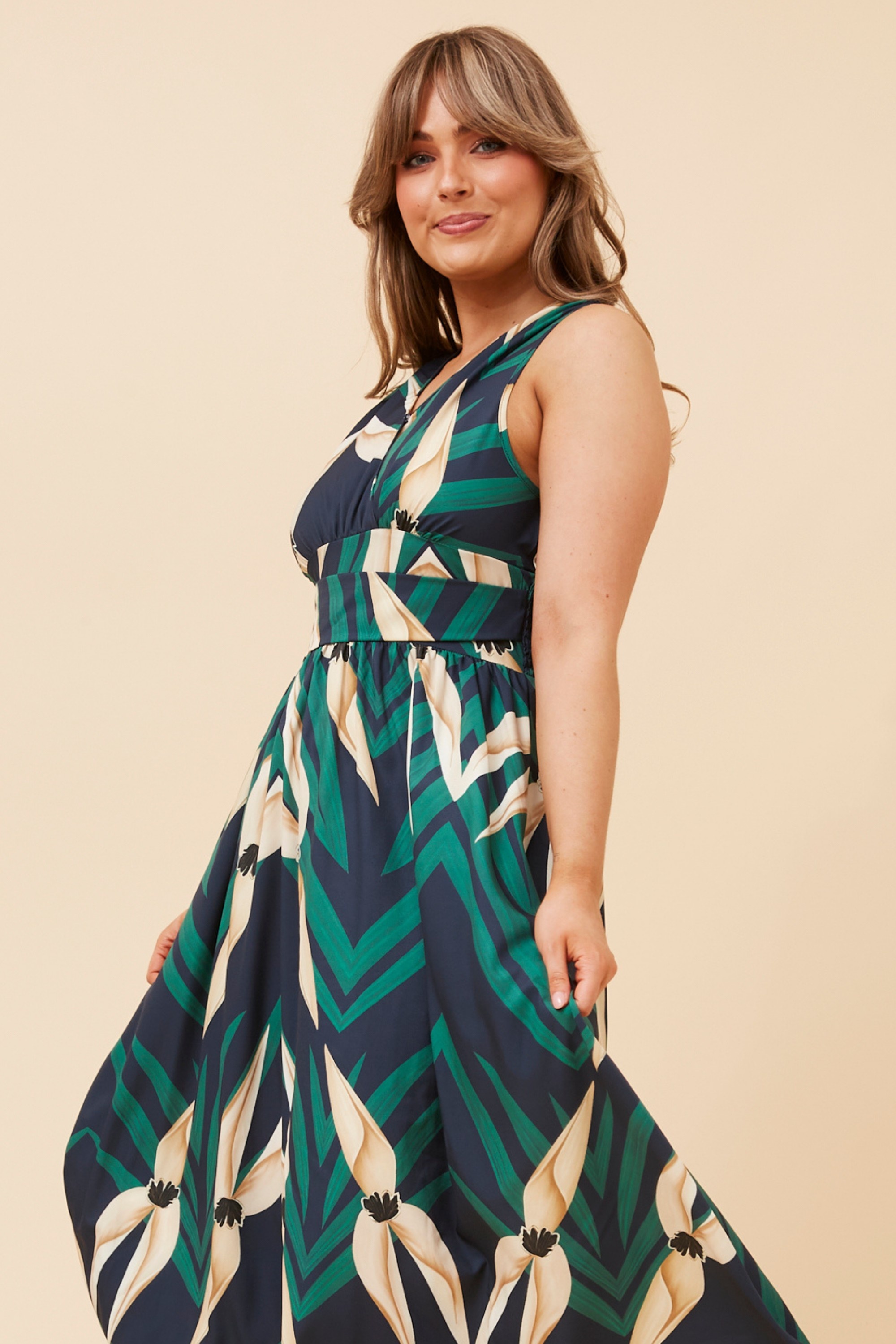 MARLEIGH ABSTRACT PRINT MIDI DRESS