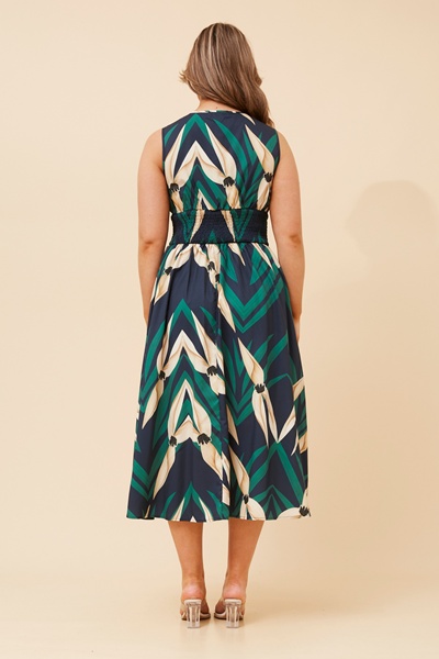 MARLEIGH ABSTRACT PRINT MIDI DRESS