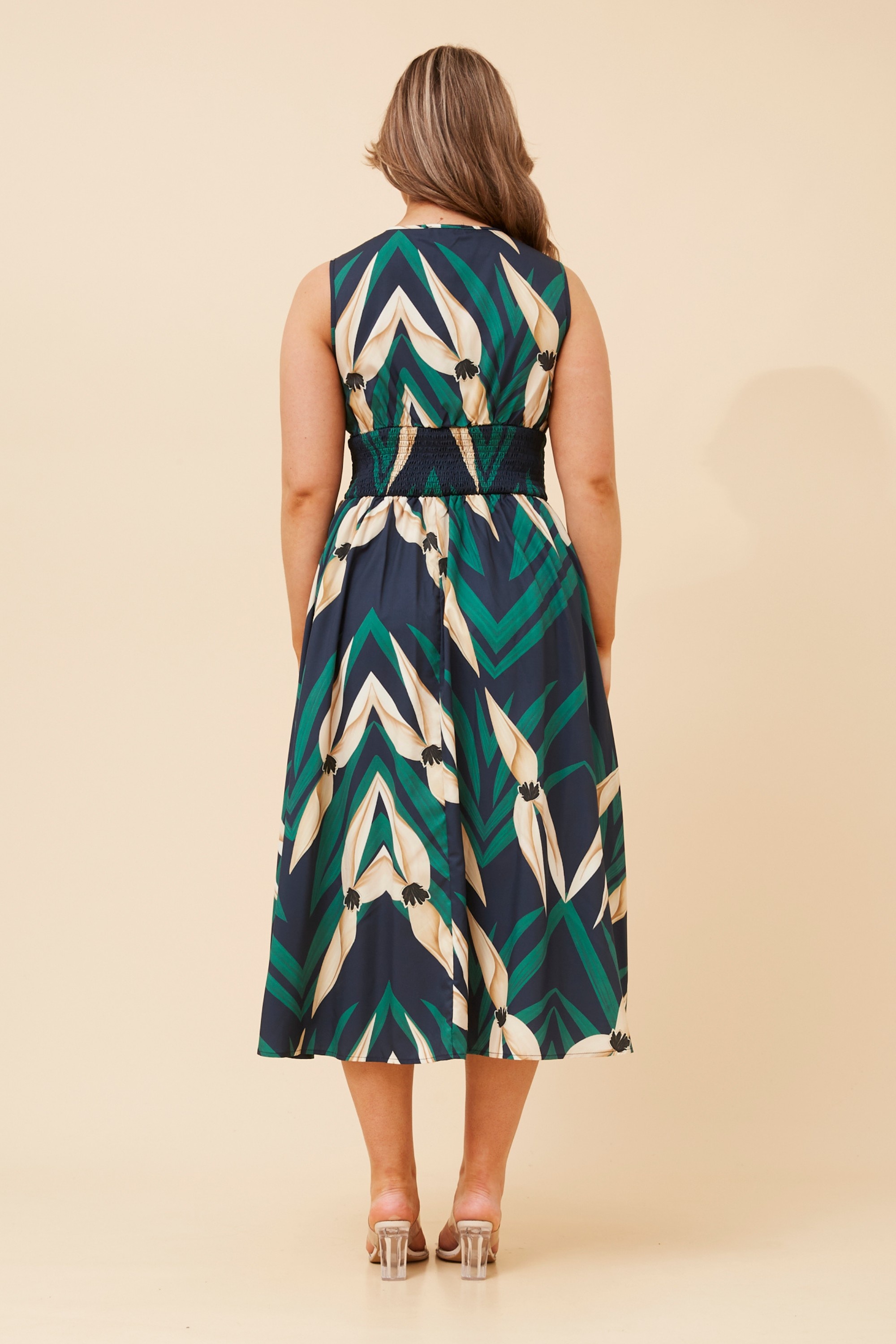 MARLEIGH ABSTRACT PRINT MIDI DRESS