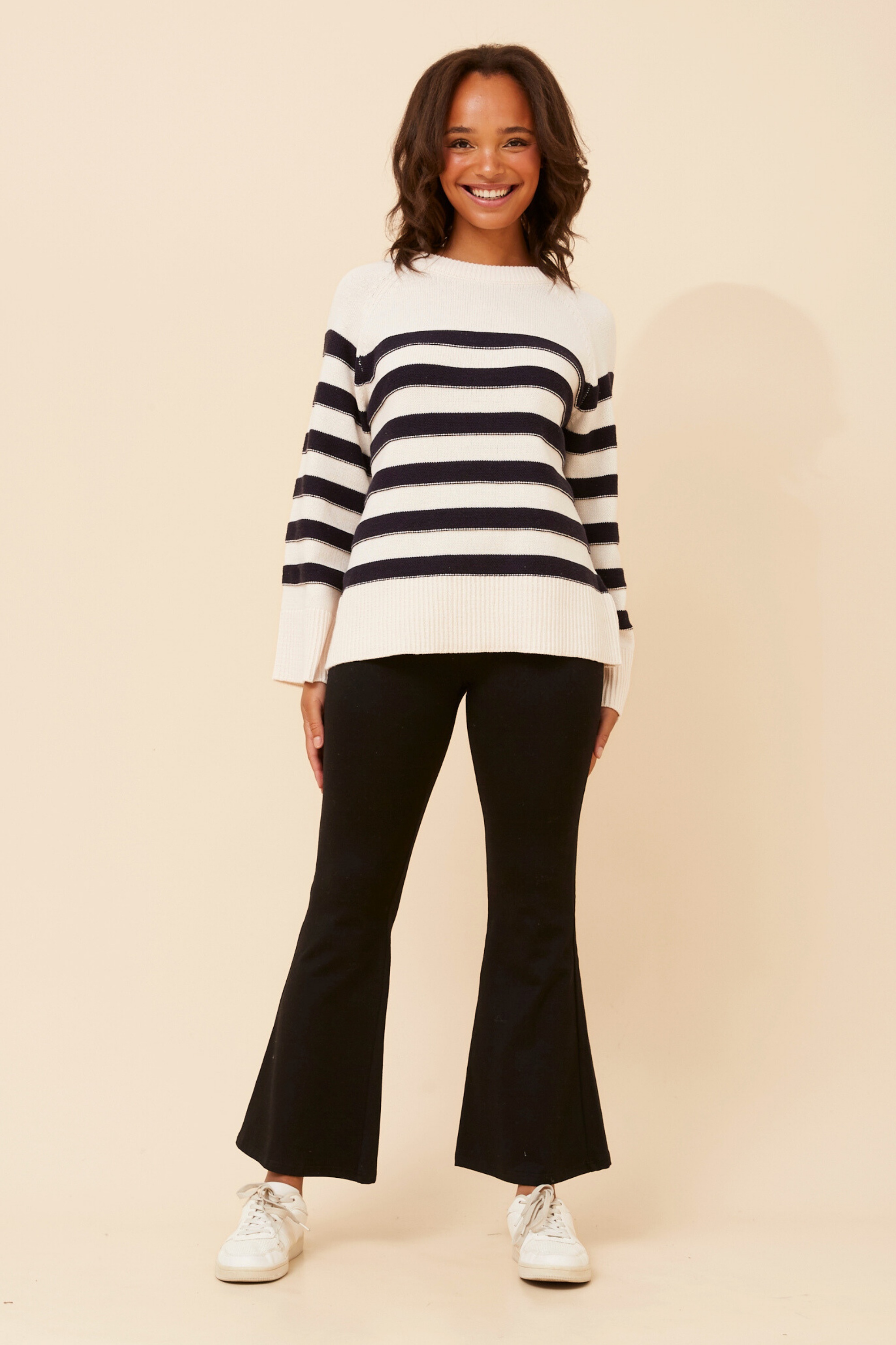MARLENA STRIPE PRINT KNIT PULLOVER