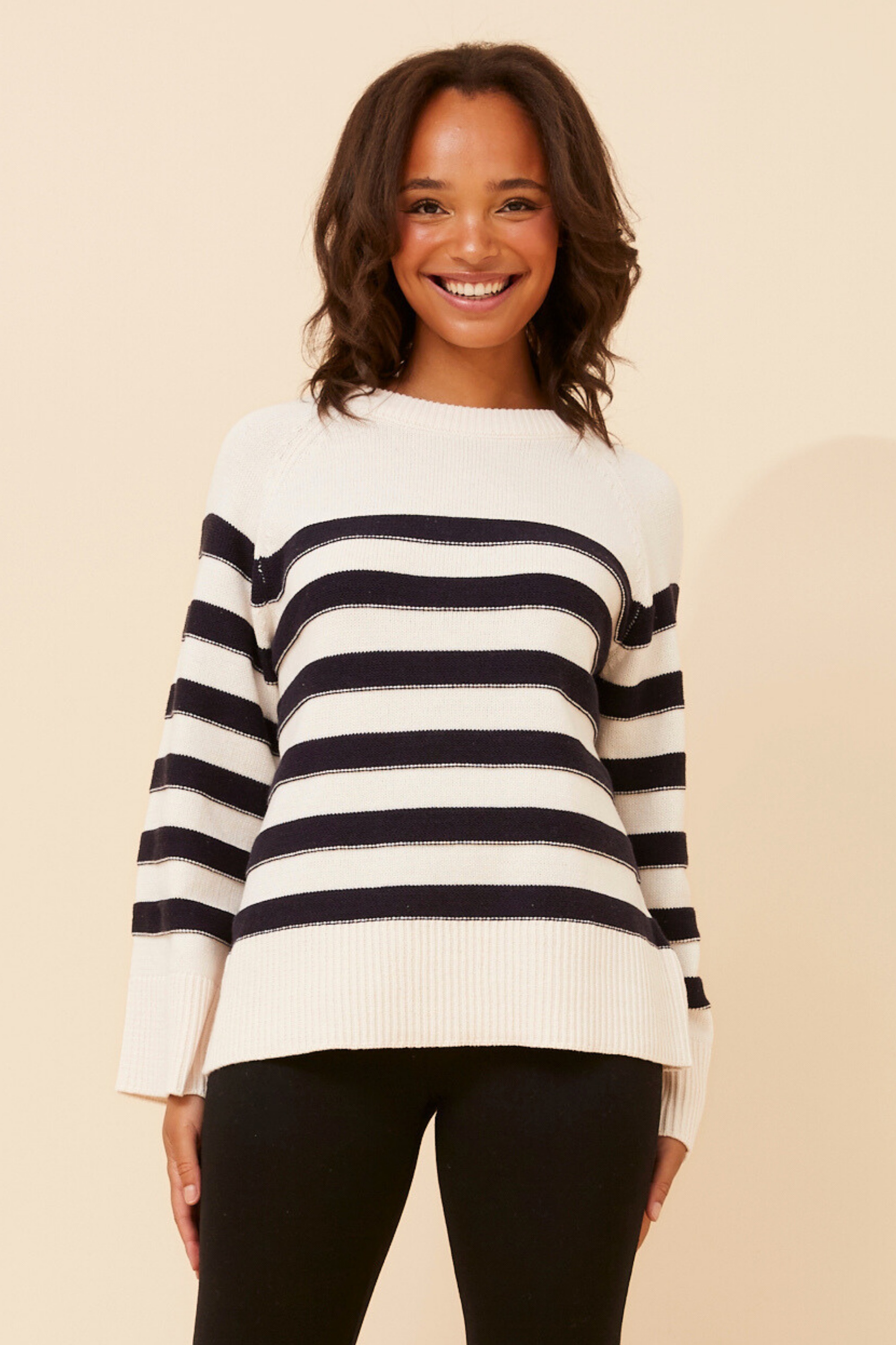 MARLENA STRIPE PRINT KNIT PULLOVER