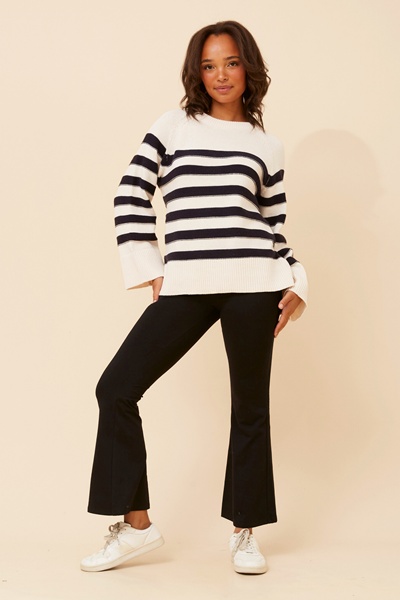 MARLENA STRIPE PRINT KNIT PULLOVER
