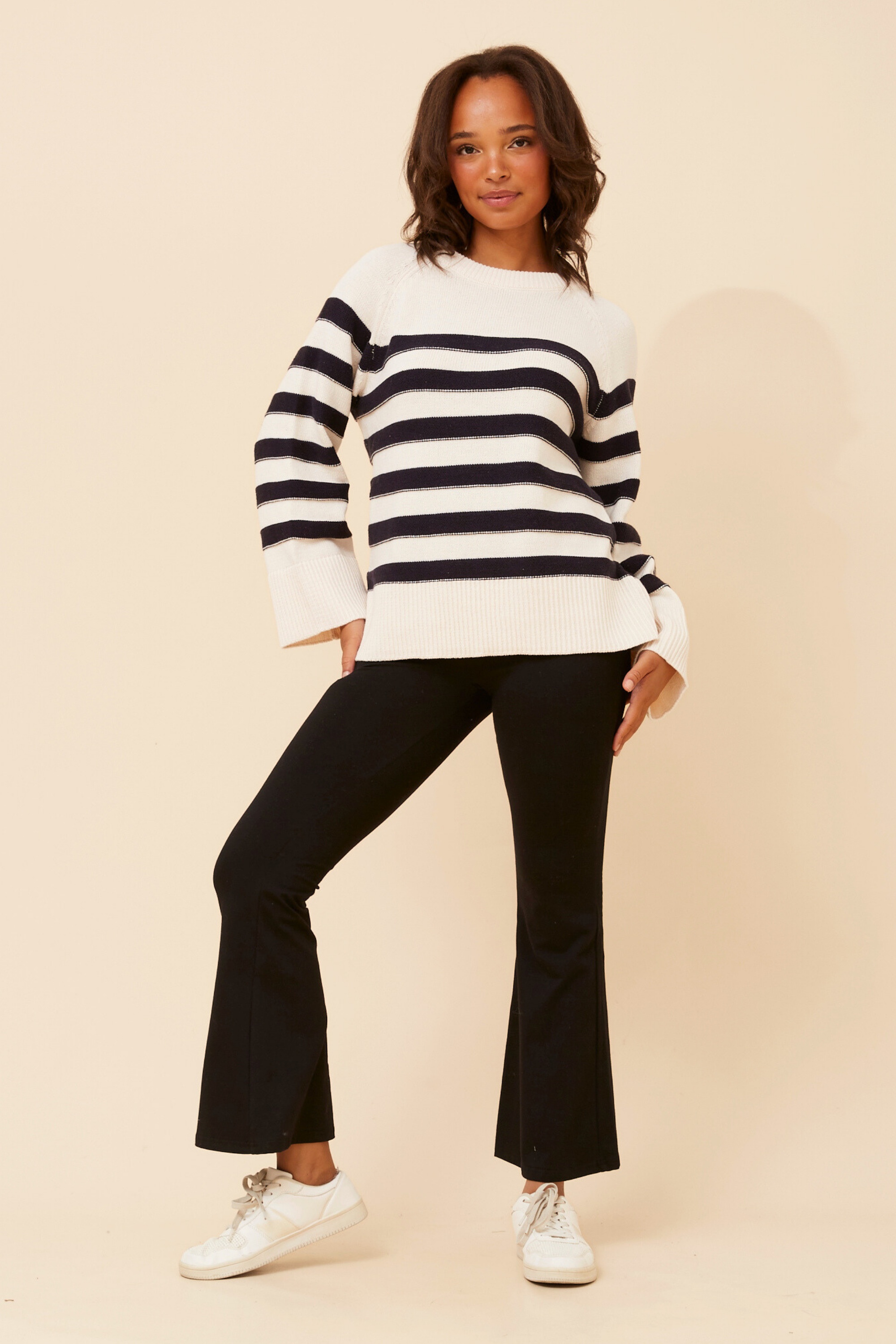 MARLENA STRIPE PRINT KNIT PULLOVER