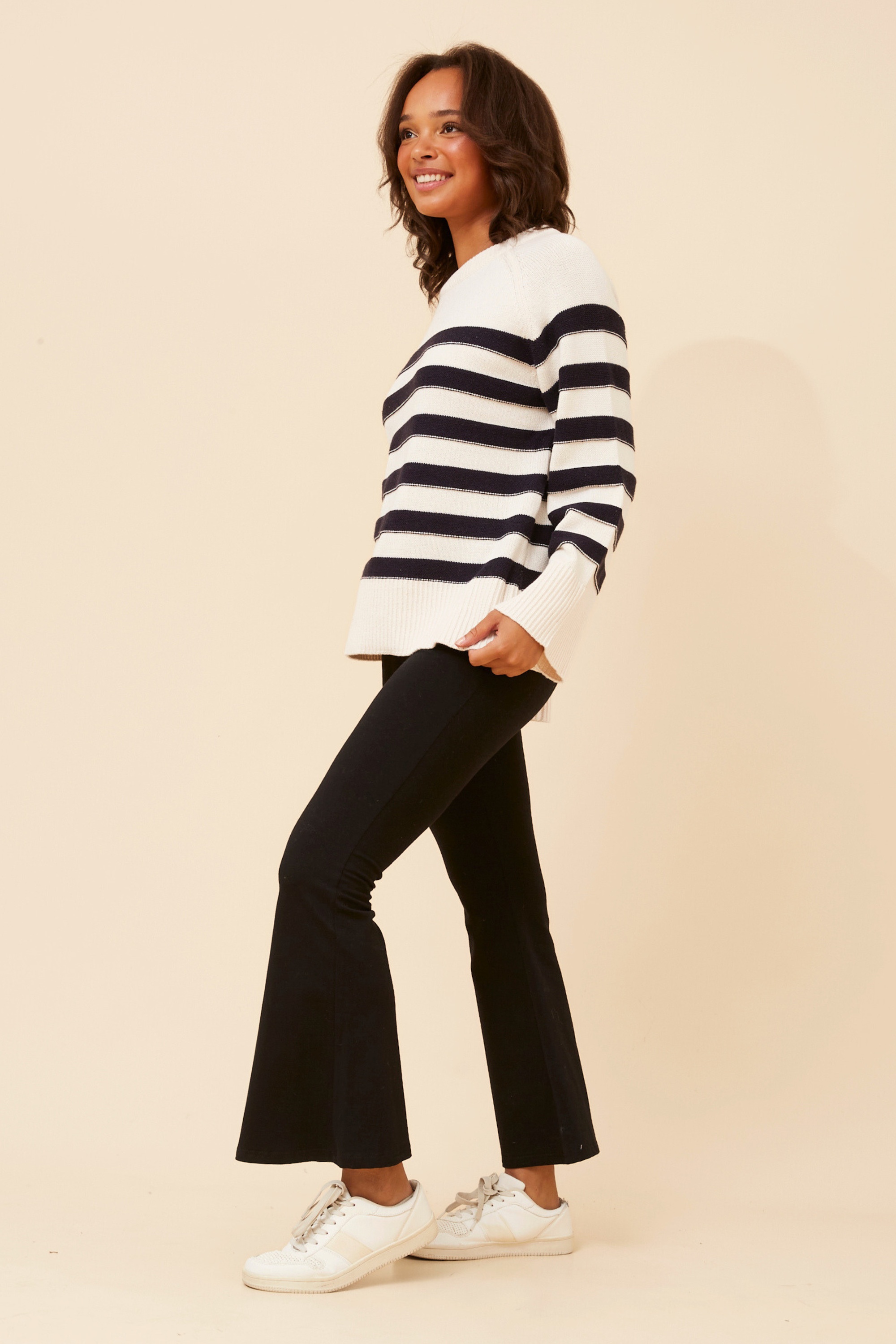 MARLENA STRIPE PRINT KNIT PULLOVER