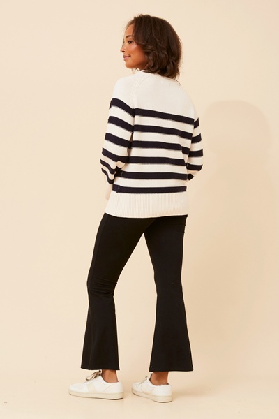 MARLENA STRIPE PRINT KNIT PULLOVER