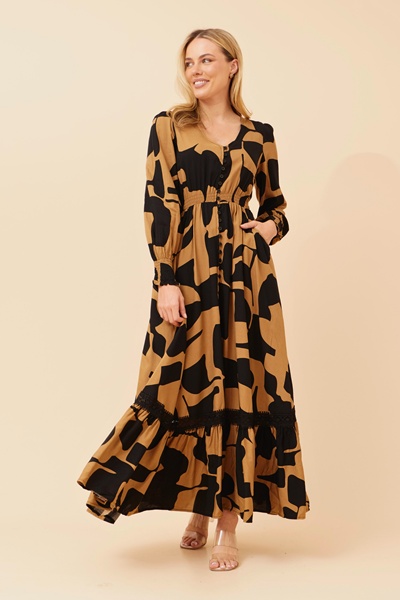 MARRAKECH ABSTRACT PRINT MAXI DRESS