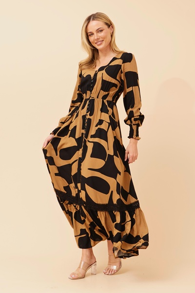 MARRAKECH ABSTRACT PRINT MAXI DRESS