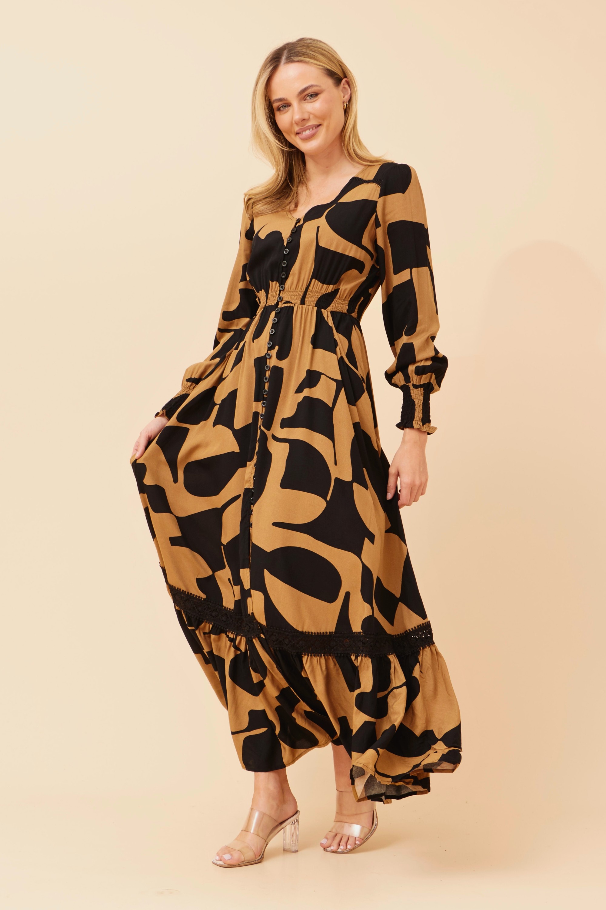 MARRAKECH ABSTRACT PRINT MAXI DRESS