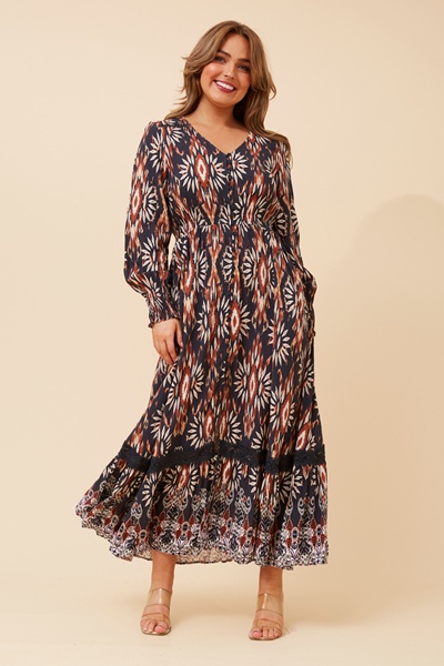 MARRAKECH BORDER PRINT MAXI DRESS