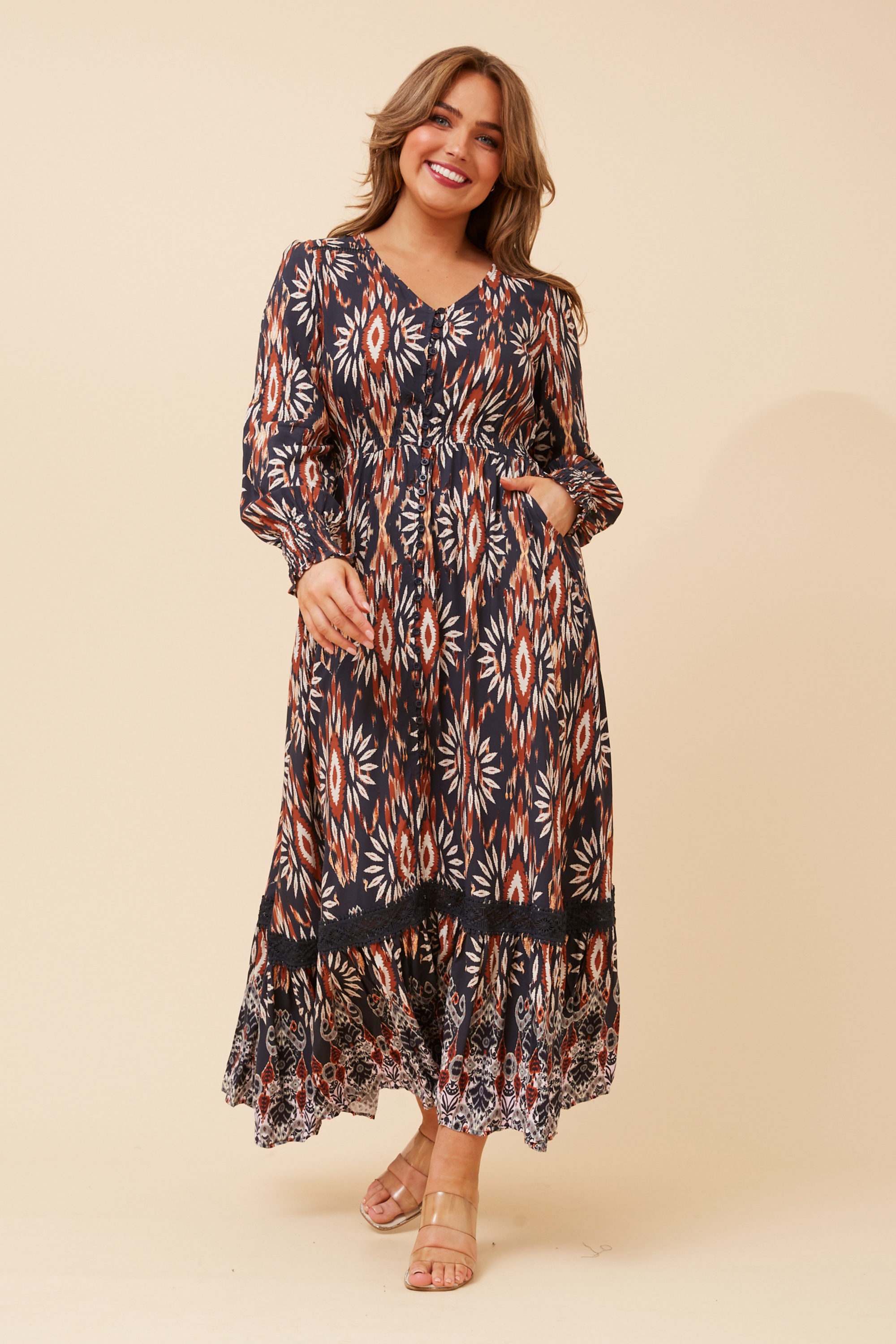 MARRAKECH BORDER PRINT MAXI DRESS