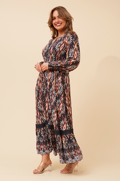 MARRAKECH BORDER PRINT MAXI DRESS