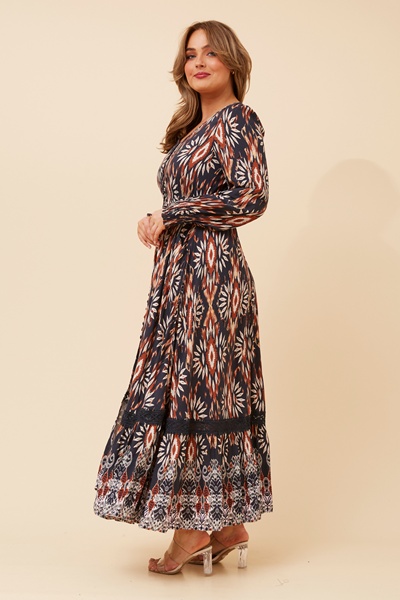 MARRAKECH BORDER PRINT MAXI DRESS