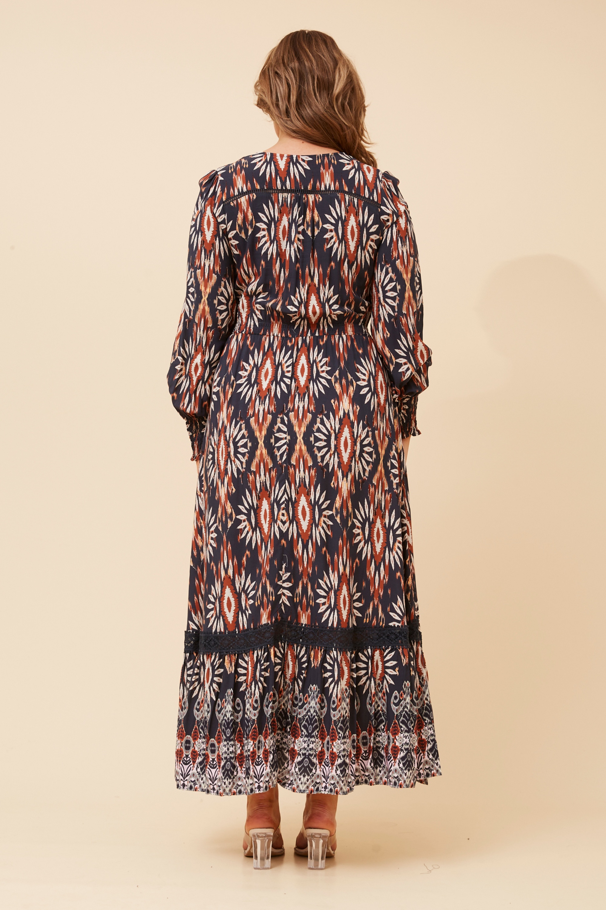 MARRAKECH BORDER PRINT MAXI DRESS