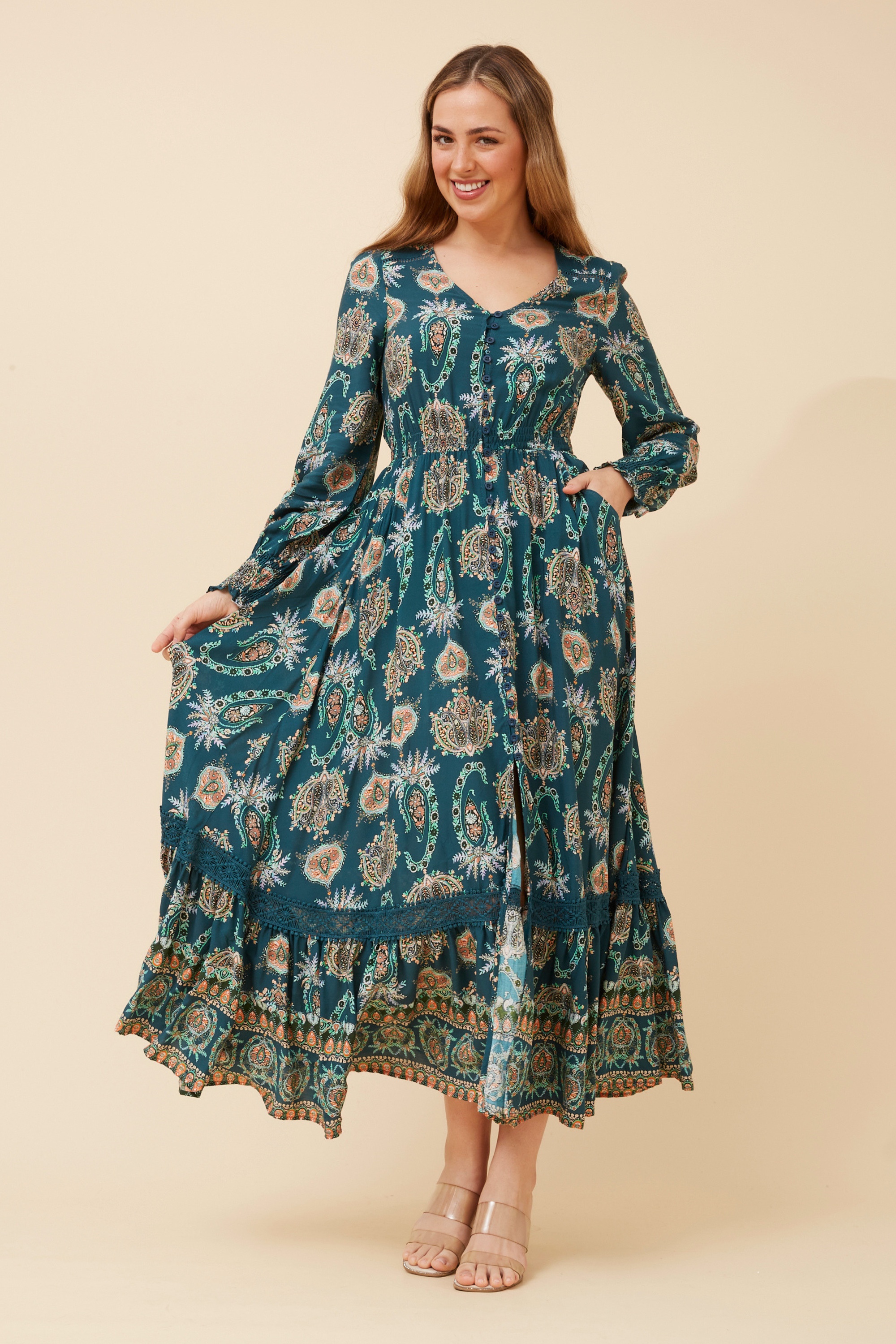 MARRAKECH BORDER PRINT MAXI DRESS