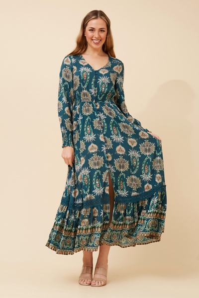 MARRAKECH BORDER PRINT MAXI DRESS