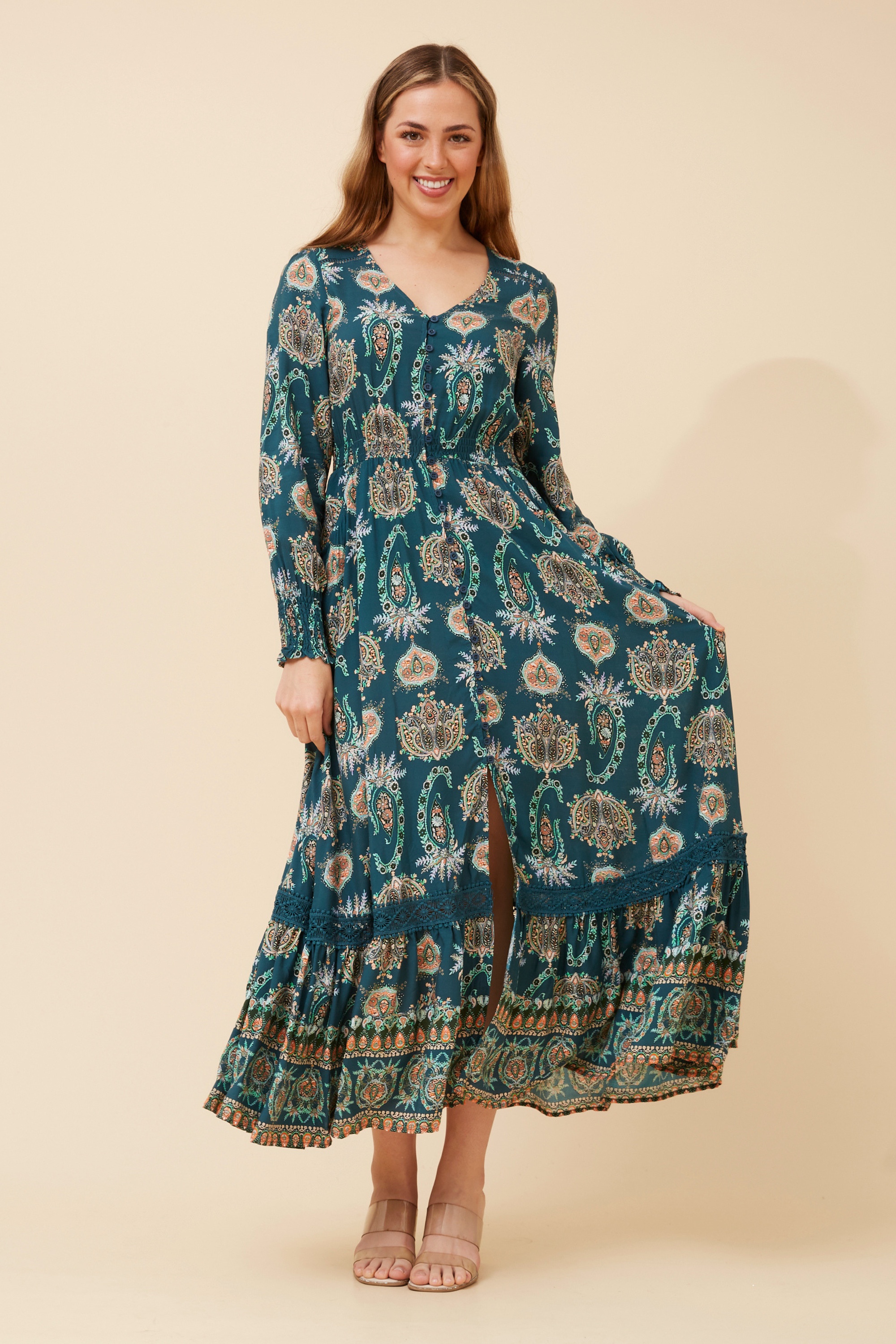 MARRAKECH BORDER PRINT MAXI DRESS
