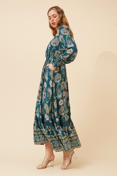 MARRAKECH BORDER PRINT MAXI DRESS