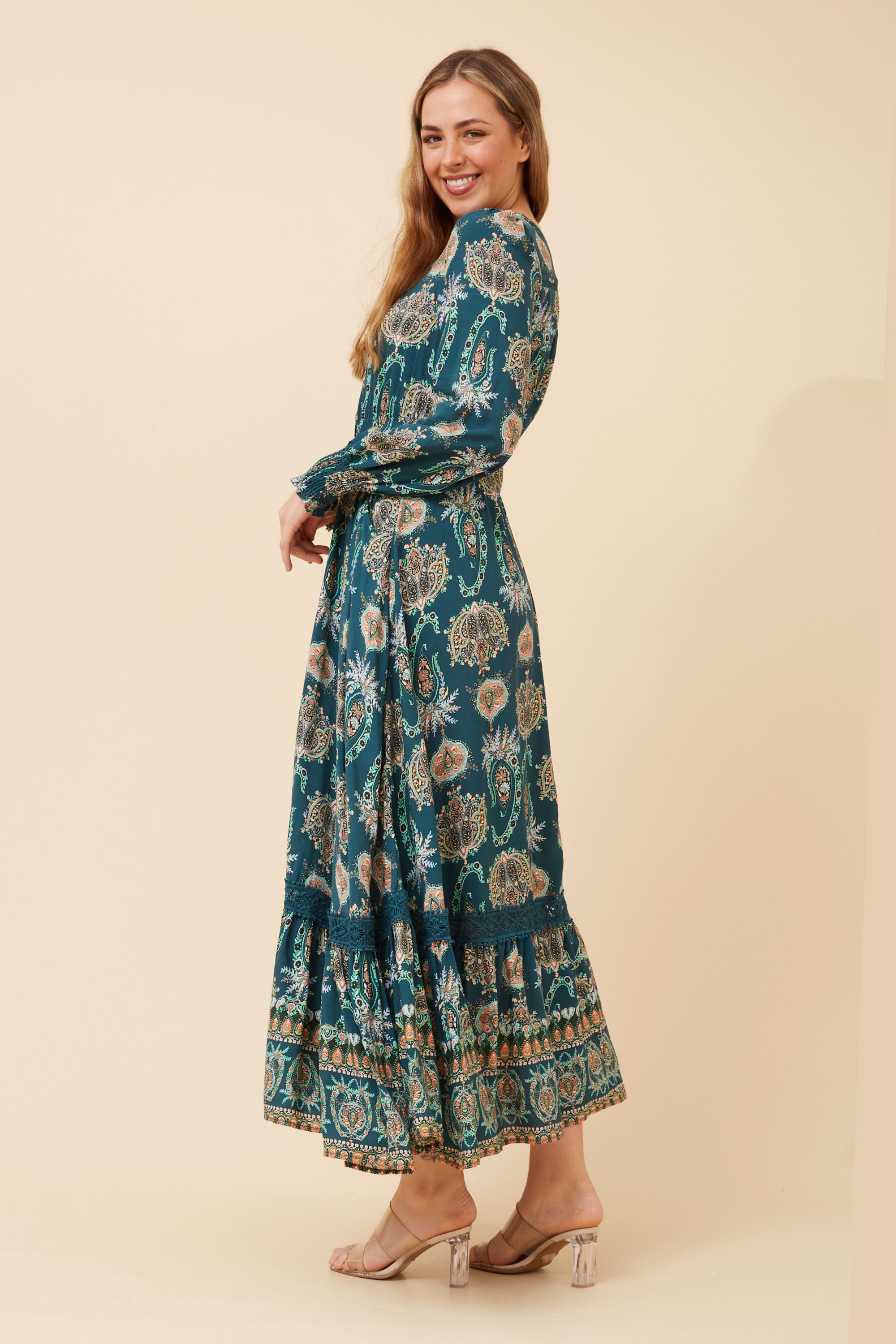 MARRAKECH BORDER PRINT MAXI DRESS