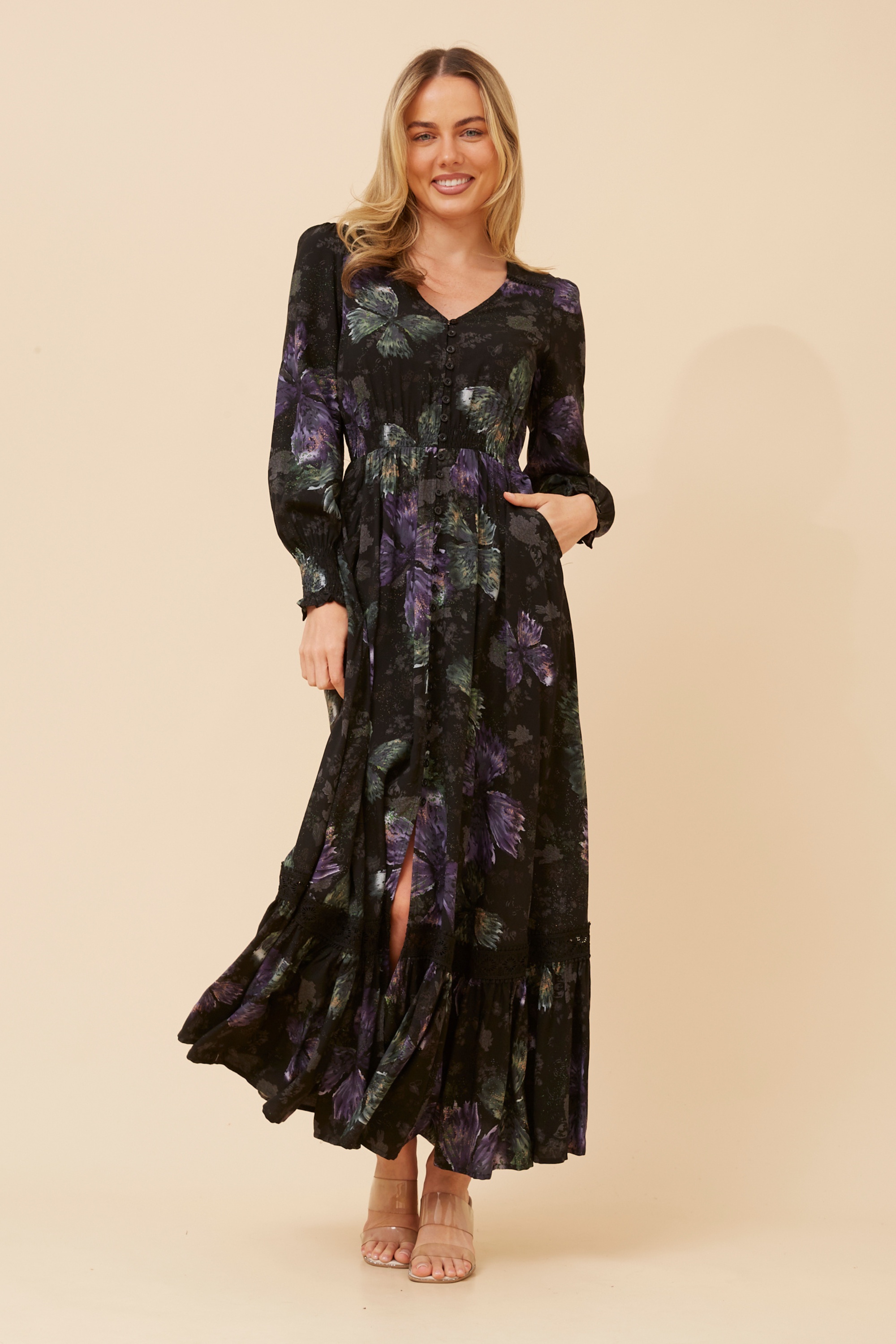 MARRAKECH BUTTERFLY PRINT MAXI DRESS