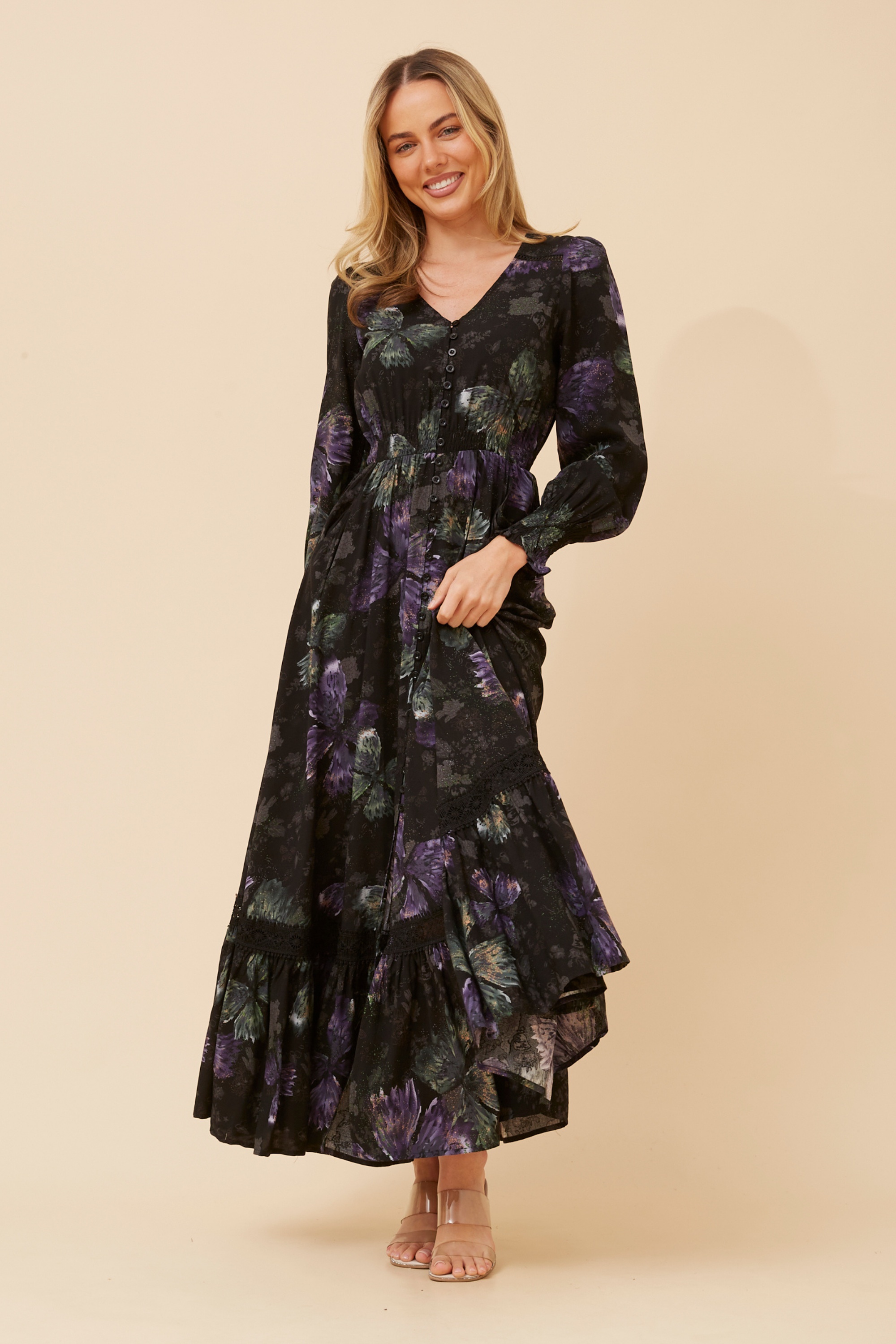 MARRAKECH BUTTERFLY PRINT MAXI DRESS