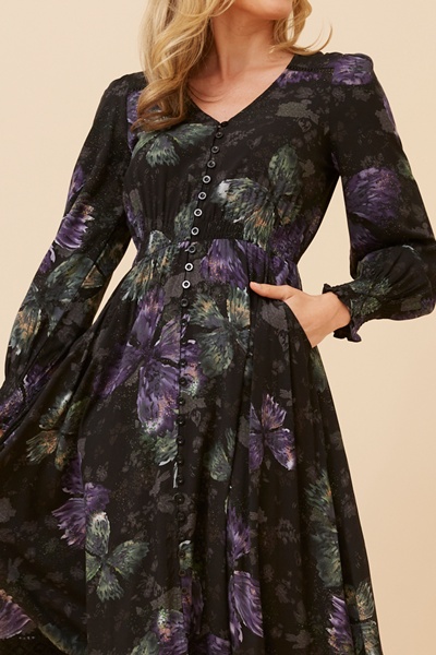 MARRAKECH BUTTERFLY PRINT MAXI DRESS