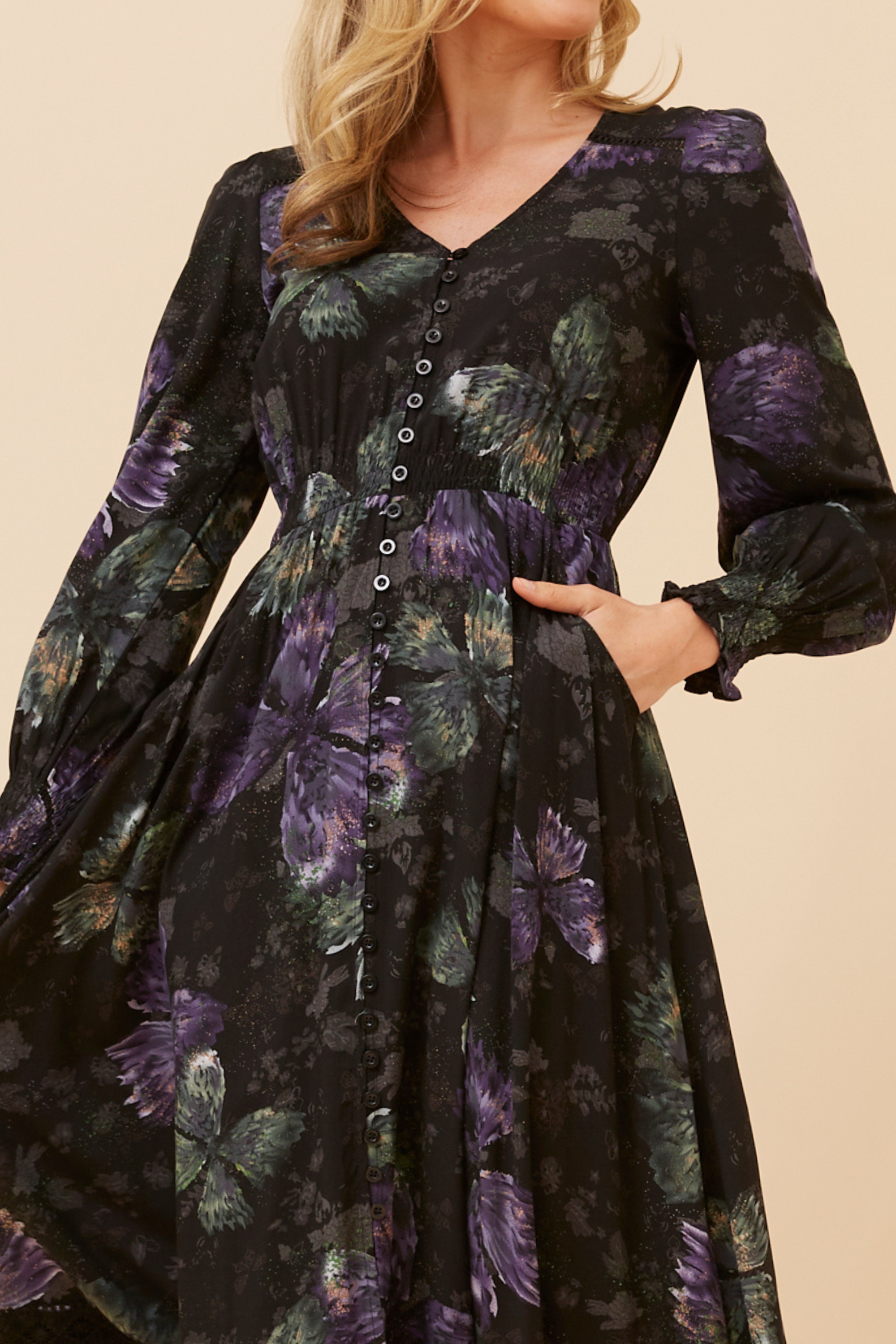 MARRAKECH BUTTERFLY PRINT MAXI DRESS