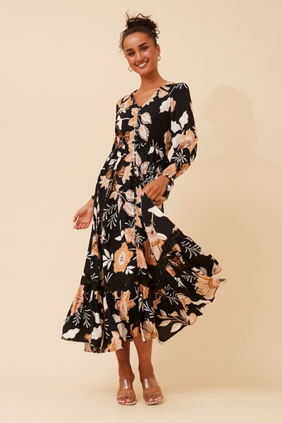 MARRAKECH FLORAL PRINT MAXI DRESS