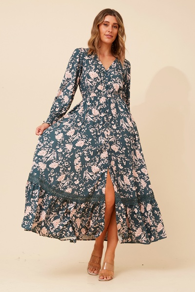 MARRAKECH FLORAL PRINT MAXI DRESS