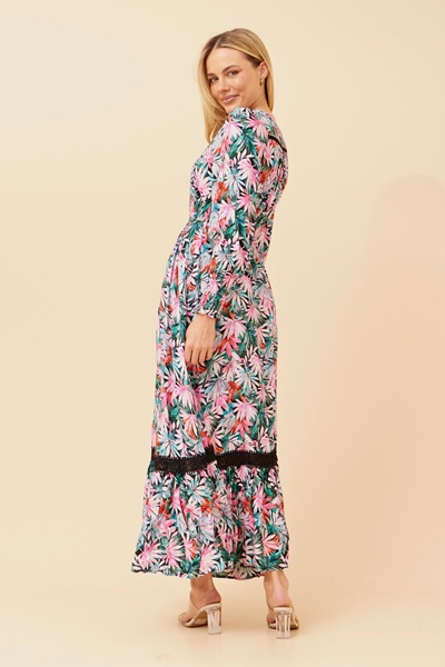 MARRAKECH LEAF PRINT MAXI DRESS