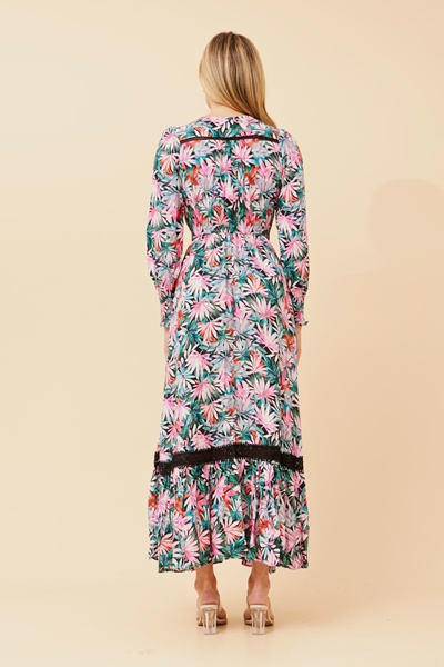 MARRAKECH LEAF PRINT MAXI DRESS