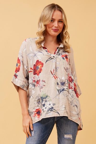 MATTEA FLORAL LINEN TOP