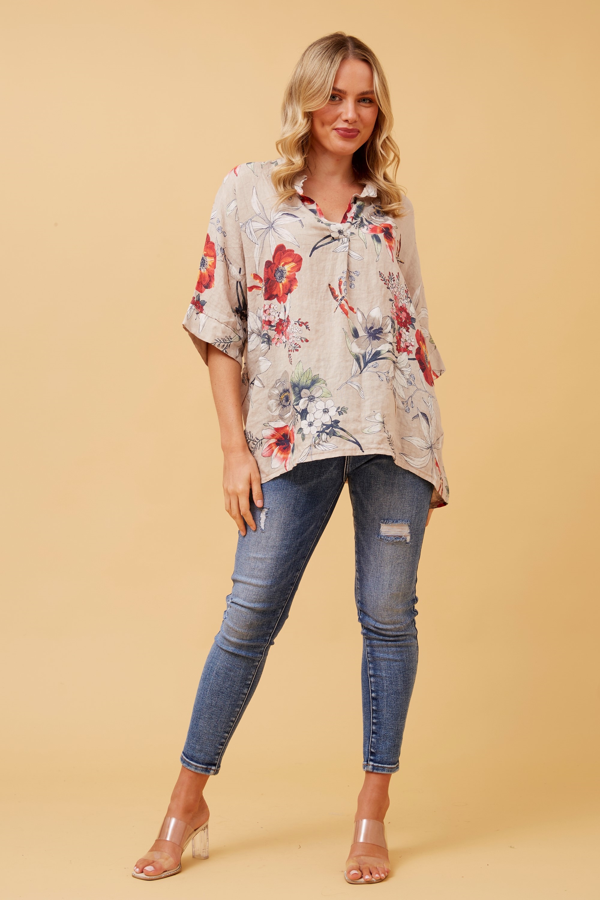 MATTEA FLORAL LINEN TOP