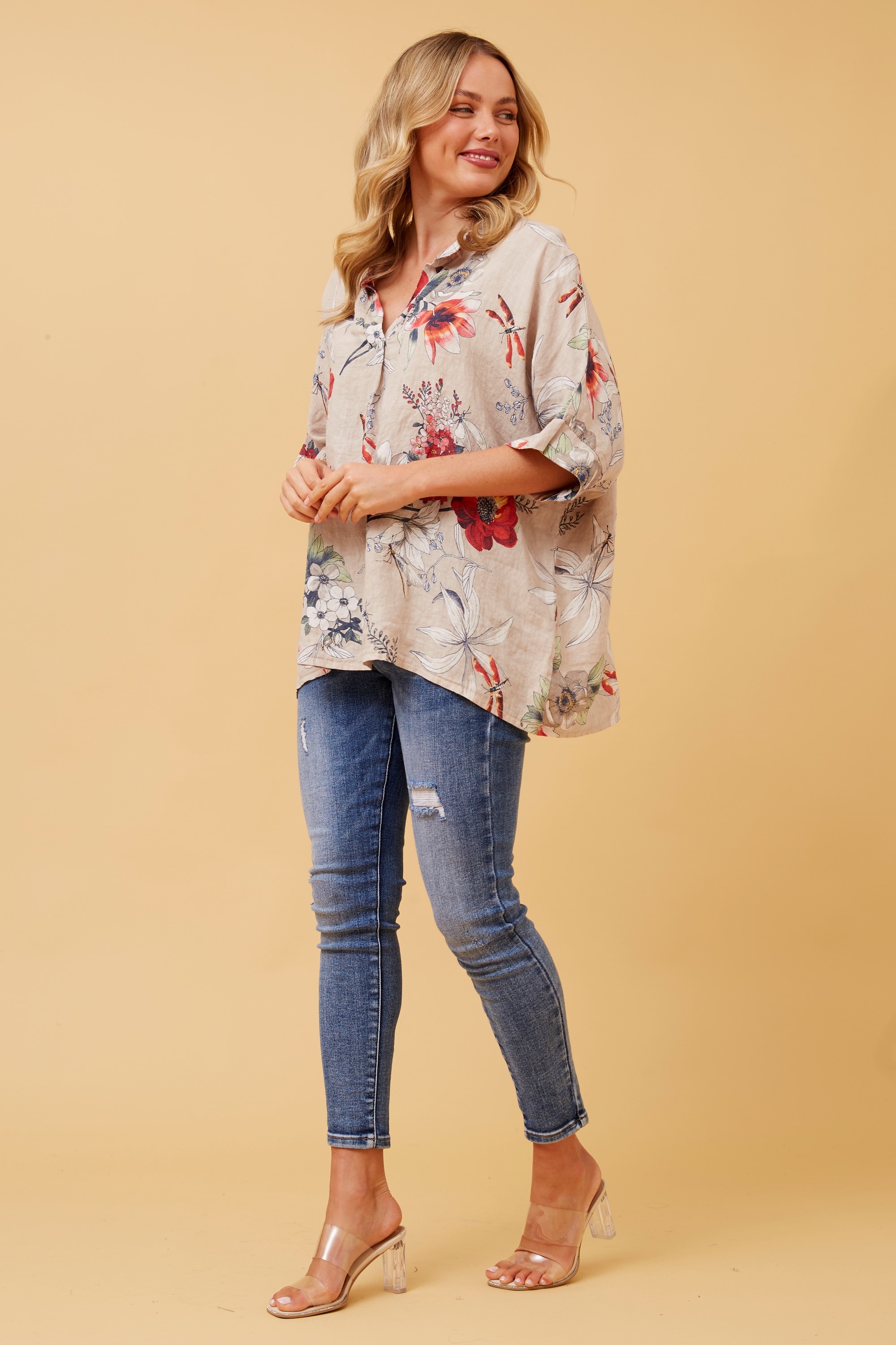 MATTEA FLORAL LINEN TOP