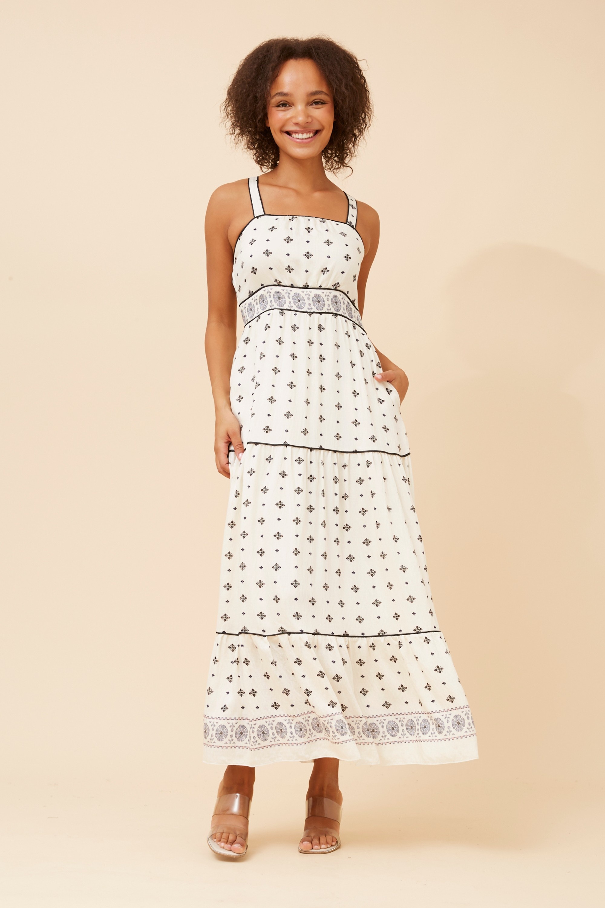 MAVES BORDER PRINT DRESS